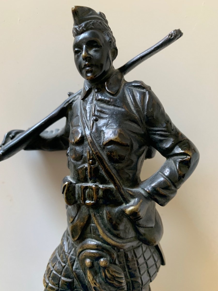 Bronze By Georges Omerth Scottish Soldier War 14 18-photo-2